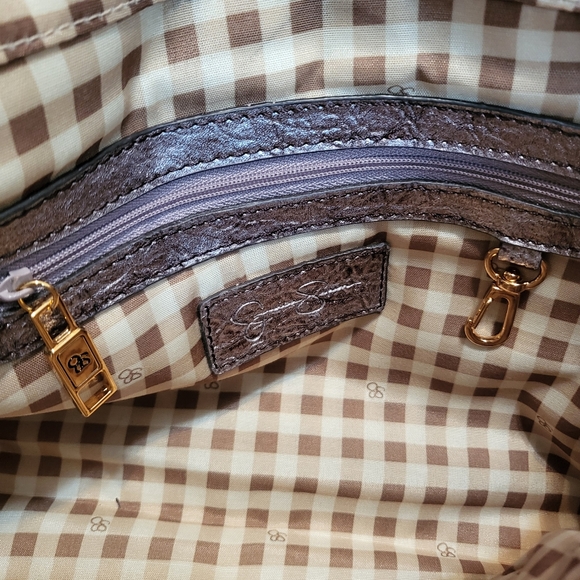 Jessica Simpson Metallic Grey Gold Big Clutch - Picture 5 of 7